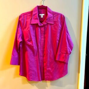 Lady Hathaway 3/4 Length Sleeve Blouse Pink Great Condition Size Large Fitted